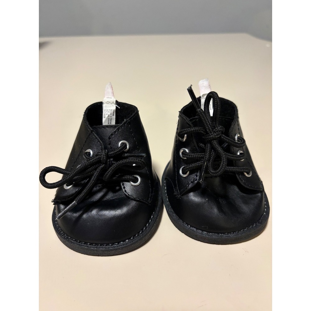Build-A-Bear Workshop Black Faux Leather Dress Shoes Plush Toy Accessories BAB